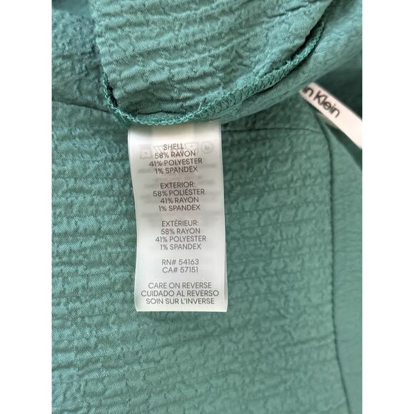 NWT Calvin Klein Green Crinkle‎ Wide Leg Crop Jumpsuit Sz 14 Sleeveless Belted - Picture 11 of 16